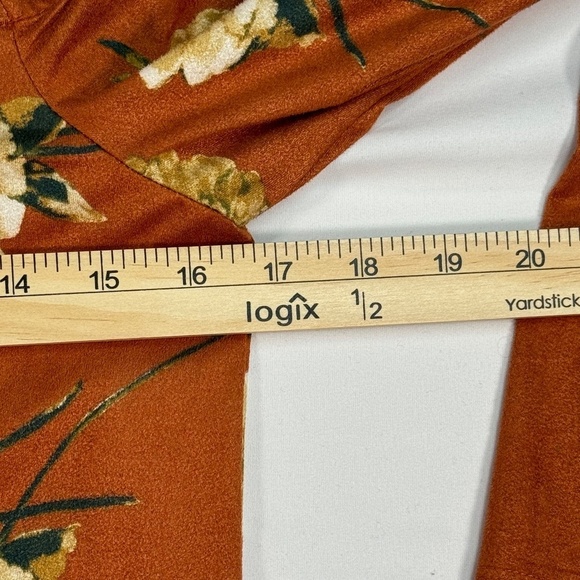 Altar'd State Long Sleeve Floral Midi Dress Womens Size Small Rust Cold Shoulder - Picture 4 of 7